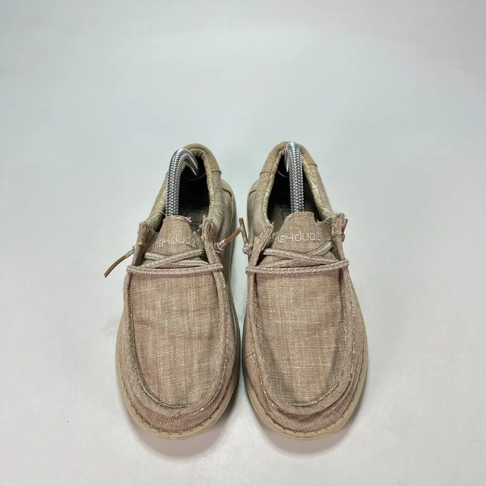 Hey Dude Wally Beige Comfort Lightweight Casual Slip On Shoes Youth Size 2
